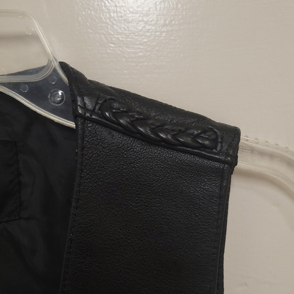 Jamin Leather men's black leather vest Size 40 lace up sides 4 pockets snaps - Picture 9 of 16